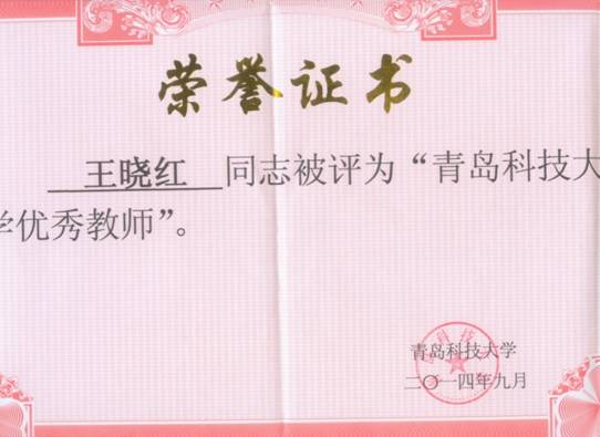 2014XCSport王晓红-校级优秀教师证书